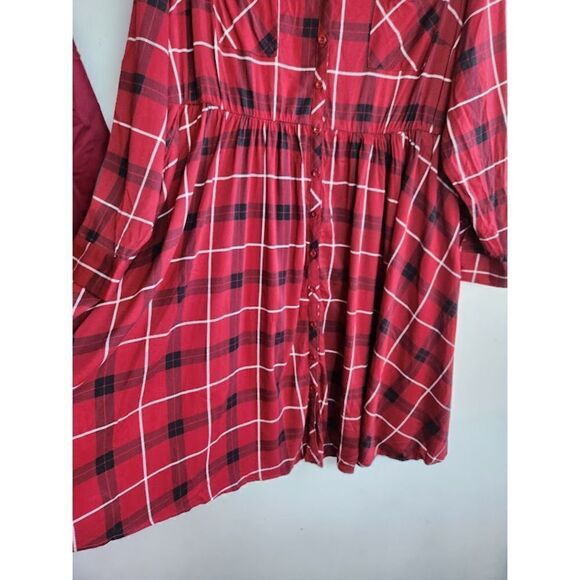 Torrid Red & Black Plaid Knee Length Button Down Shirt Dress size 2 or 2X - Picture 11 of 14